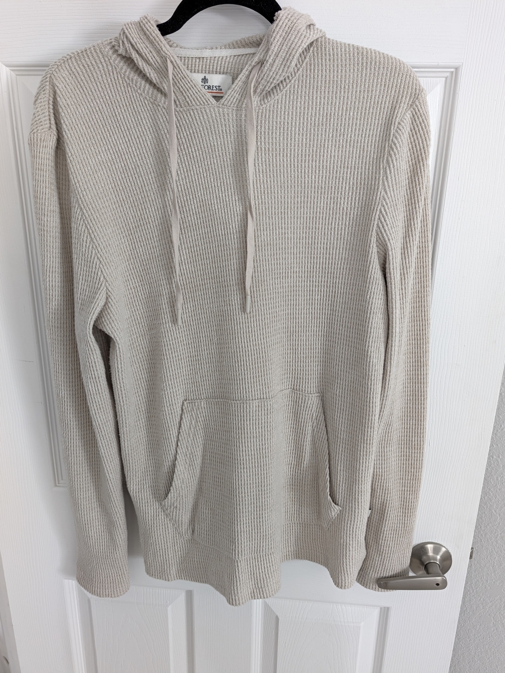 RAINFOREST Cream Waffle-Knit Hooded Pullover
